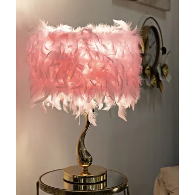LAMPA STOŁOWA RÓŻOWA WYKONANA Z KARTONU 25X47 cm